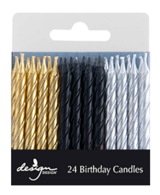 Birthday Candles - Black, Gold, Silver