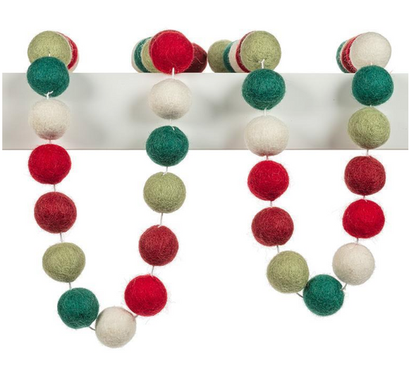 Pom Pom Garland - Red Green White