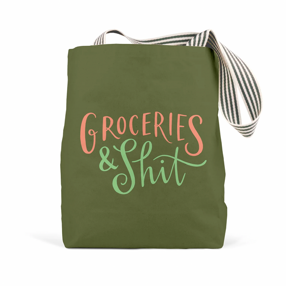 Oversize Canvas Tote Bag - Groceries & Shit