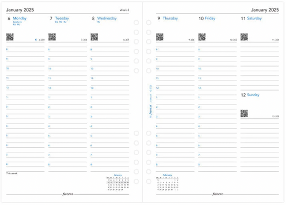 A5 2025 Week on Two Pages Diary with Appointment Times