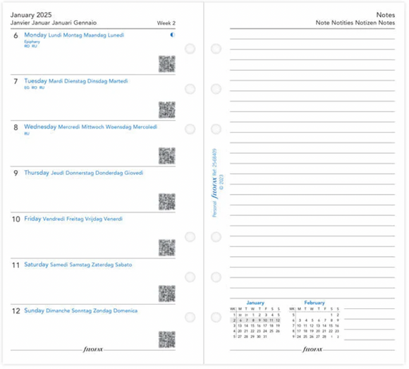 Personal 2025 Week on One Pages Diary with Notes