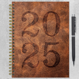 2025 Monthly Weekly Planner - Aged Leather