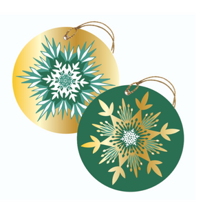 Gift Tag with String - Holiday Snowflakes