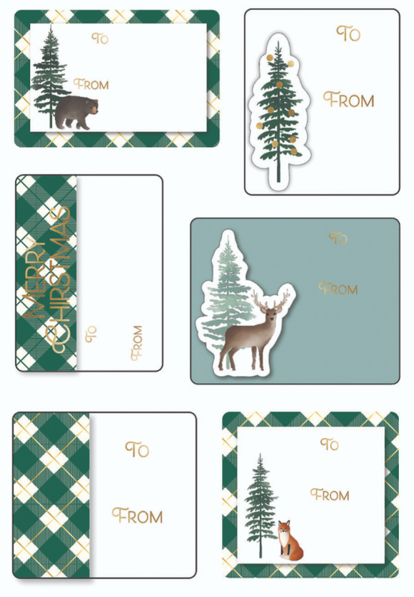 Holiday Sticky Embellished Gift Labels - Elegant Trees