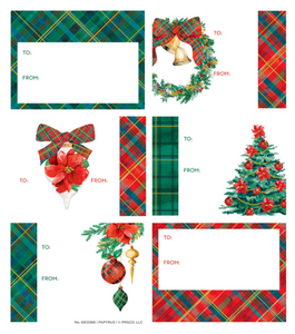 Holiday Sticky Gift Labels - Elegant Plaid