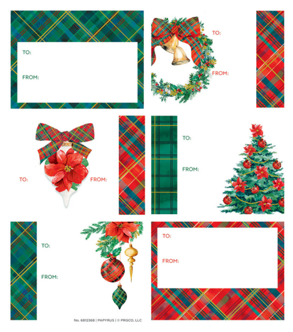 Holiday Sticky Gift Labels - Elegant Plaid