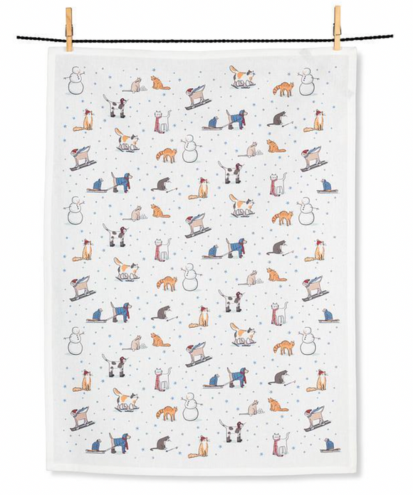 Winter Cats Kitchen Towel