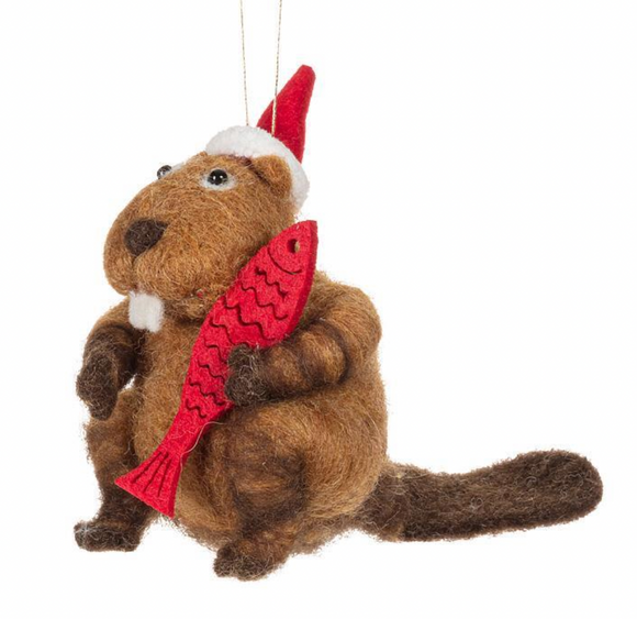 Felted Beaver Ornament