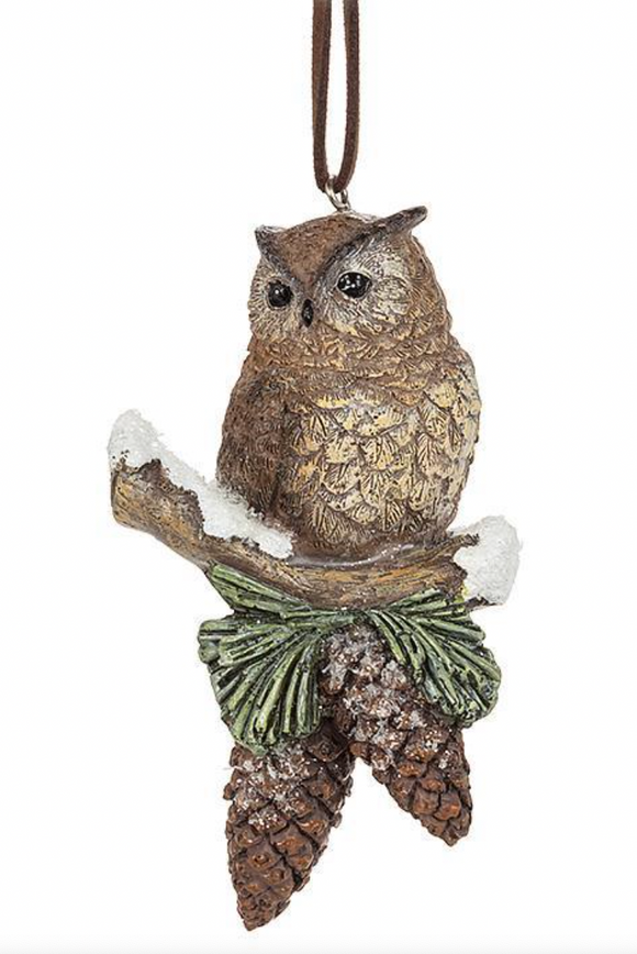 Owl on Bough Ornament