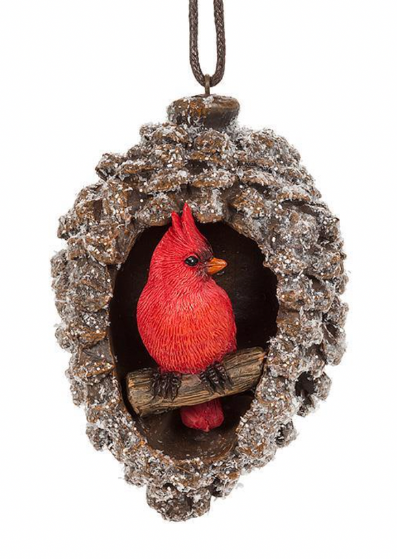 Cardinal in Pinecone Ornament