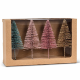 Set of 4 Glitter Bottle Brush Trees