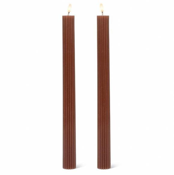 Taper Candle set/2 Ridged - Brown