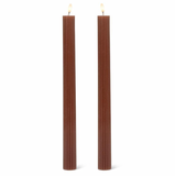 Taper Candle set/2 Ridged - Brown