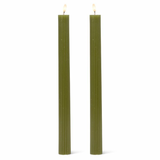 Taper Candle set/2 Ridged - Green