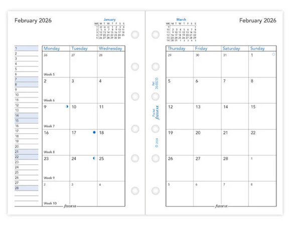 Pocket 2026 Month on Two Pages