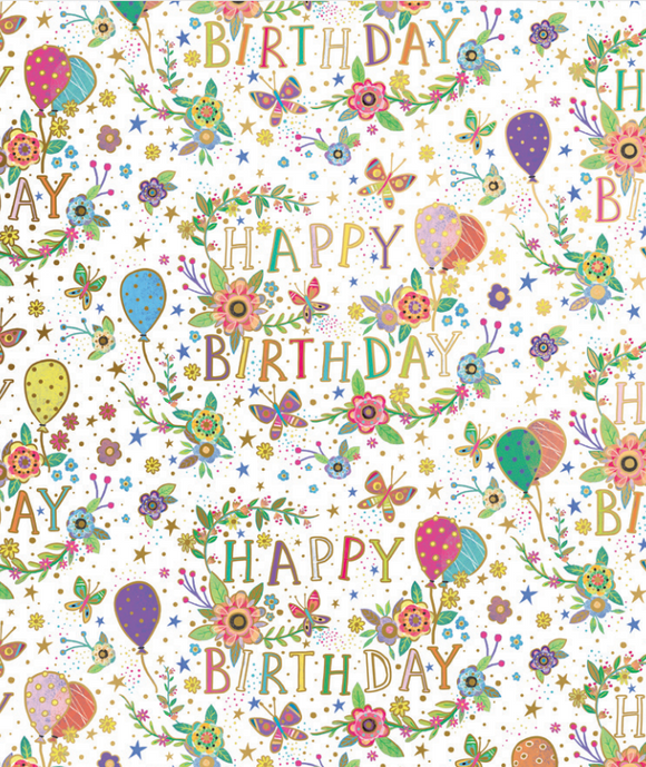 Beautiful Birthday White Roll Wrap