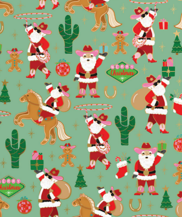 Rodeo Santa Jumbo Roll Wrap