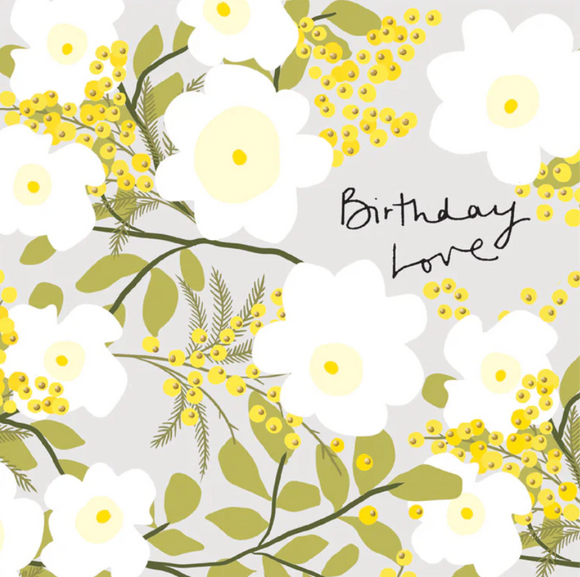 Birthday - White & Green Floral