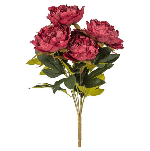 Open Peony Bouquet - Burgundy