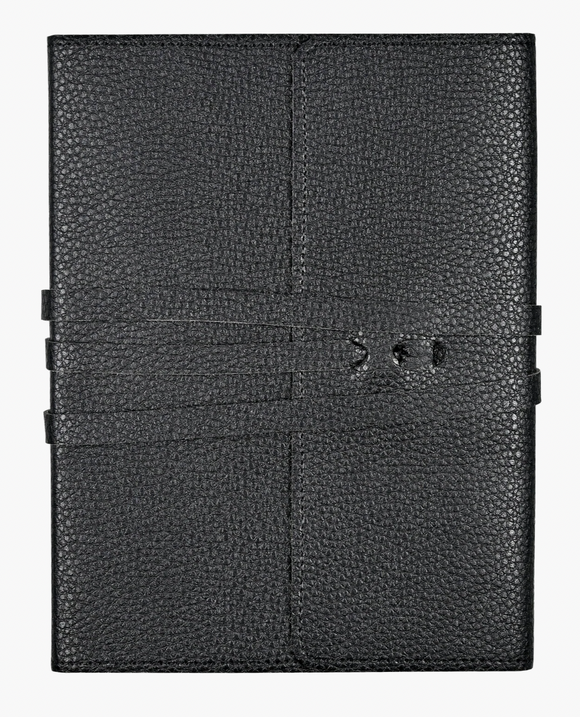 Antique Vegan Leather Wrap Journal - Black