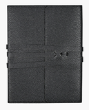 Antique Vegan Leather Wrap Journal - Black