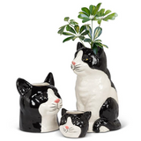 Tuxedo Cat Planters & Vase