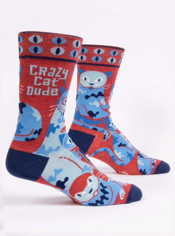 Mens Socks - Crazy Cat Dude