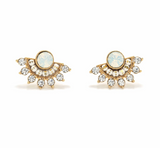 Lover's Tempo Nico Fan Earrings: Gold White Opals