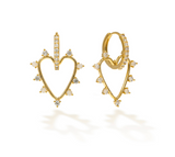 Lover's Tempo Chapel Heart Hoop Earrings: Gold & White Opal