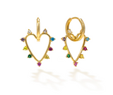 Lover's Tempo Chapel Heart Hoop Earrings: Gold & Colourful