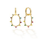 Lover's Tempo Circa Oval Drop Hoop Earrings: Gold & Colourful