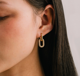 Lover's Tempo Solana Paperclip Drop Hoop Earrings: Gold