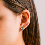 Lover's Tempo Mimosa Stud Earrings: Gold & Jade