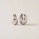 Lover's Tempo Oval Puff Hoop Earrings: Silver
