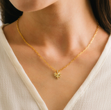 Lover's Tempo Love Token Heart Necklace: Gold & White Opal
