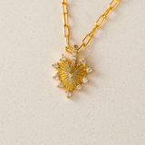 Lover's Tempo Love Token Heart Necklace: Gold & White Opal