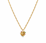 Lover's Tempo Love Token Heart Necklace: Gold & Multicoloured