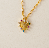Lover's Tempo Love Token Heart Necklace: Gold & Multicoloured