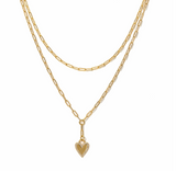 Lover's Tempo Verona Pave Heart Layered Necklace: Gold
