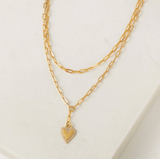 Lover's Tempo Verona Pave Heart Layered Necklace: Gold