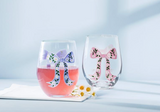 Blue Bow Stemless Wine Glass