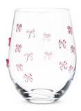 Pink 3D Bow Stemless Wine Glass