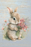 Easter - Bunny Holding Floral Bouquet