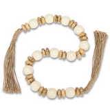 White & Taupe Marble Smooth Bead Garland