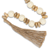 White & Taupe Marble Smooth Bead Garland
