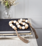 White & Taupe Marble Smooth Bead Garland