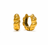 Lover's Tempo Croissant Puff Hoop Earrings: Waterproof Gold