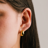 Lover's Tempo Crest Dome Hoop Earrings: Waterproof Gold