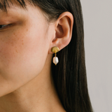 Lover's Tempo Shell & Pearl Drop Earrings: Waterproof Gold