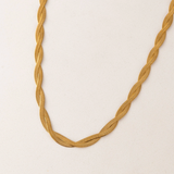 Lover's Tempo Josie Twist Herringbone Necklace: Waterproof Gold